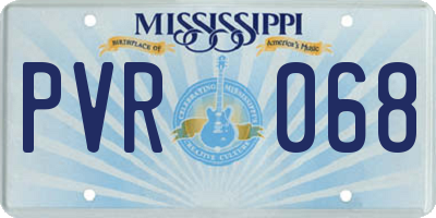 MS license plate PVR068