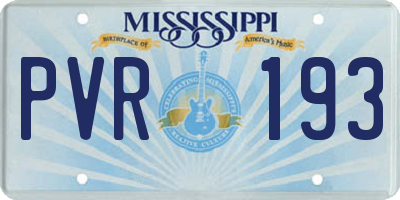 MS license plate PVR193