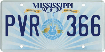 MS license plate PVR366