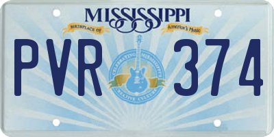 MS license plate PVR374