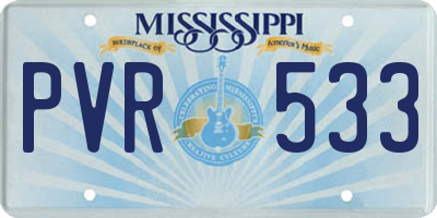 MS license plate PVR533