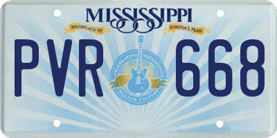 MS license plate PVR668