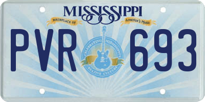 MS license plate PVR693