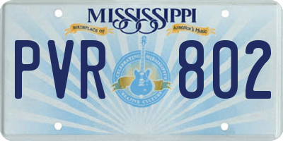 MS license plate PVR802