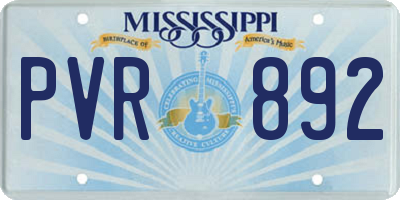 MS license plate PVR892