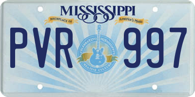 MS license plate PVR997