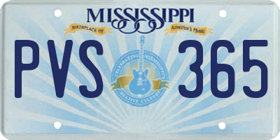 MS license plate PVS365