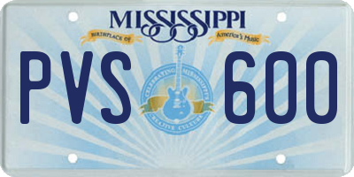 MS license plate PVS600