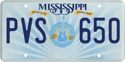 MS license plate PVS650