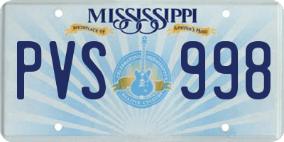 MS license plate PVS998