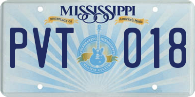 MS license plate PVT018