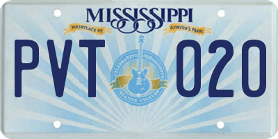 MS license plate PVT020