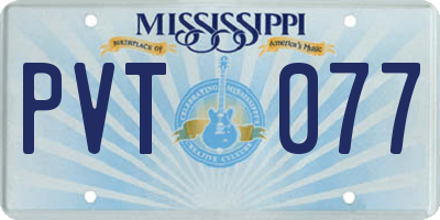 MS license plate PVT077