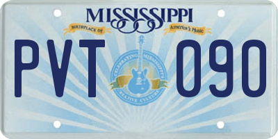 MS license plate PVT090
