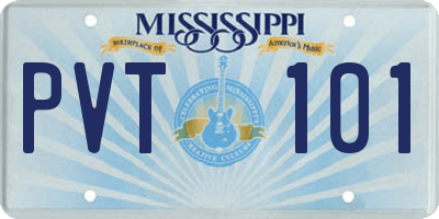 MS license plate PVT101
