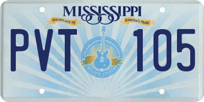 MS license plate PVT105