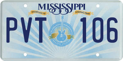 MS license plate PVT106