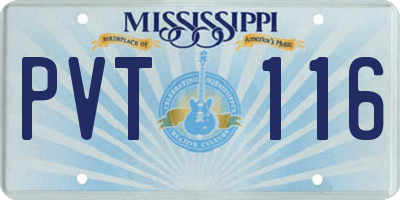 MS license plate PVT116