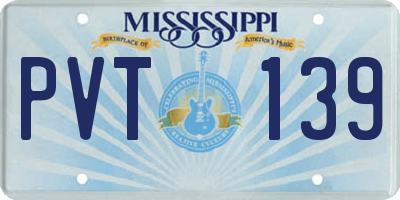 MS license plate PVT139