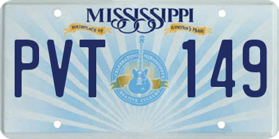 MS license plate PVT149