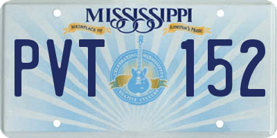 MS license plate PVT152