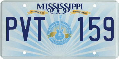 MS license plate PVT159