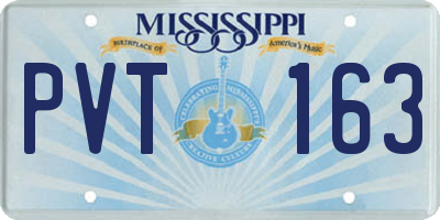 MS license plate PVT163
