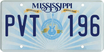 MS license plate PVT196