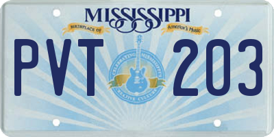 MS license plate PVT203