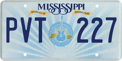 MS license plate PVT227