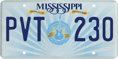 MS license plate PVT230