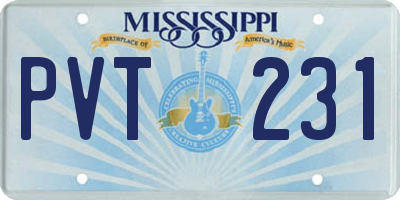 MS license plate PVT231