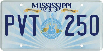 MS license plate PVT250