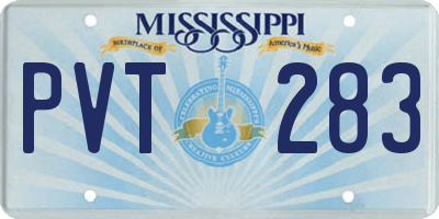 MS license plate PVT283