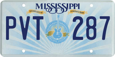MS license plate PVT287