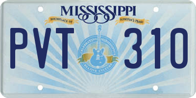 MS license plate PVT310