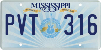 MS license plate PVT316