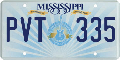MS license plate PVT335
