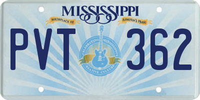 MS license plate PVT362