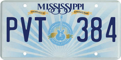 MS license plate PVT384