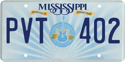 MS license plate PVT402