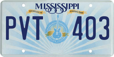 MS license plate PVT403