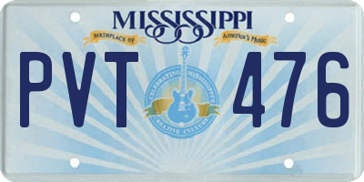 MS license plate PVT476
