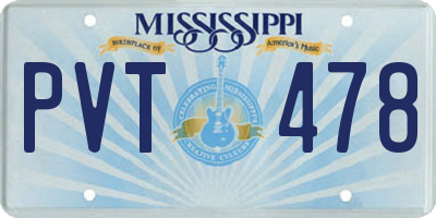 MS license plate PVT478