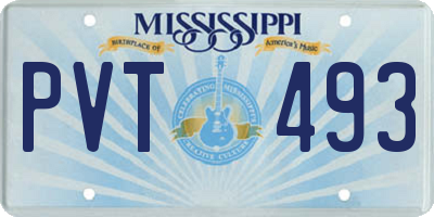 MS license plate PVT493