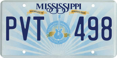 MS license plate PVT498