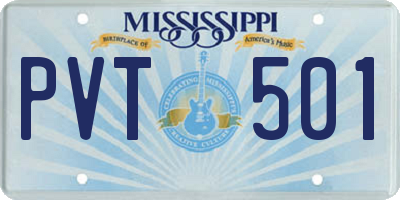 MS license plate PVT501
