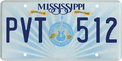 MS license plate PVT512