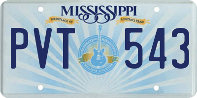 MS license plate PVT543