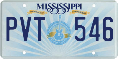 MS license plate PVT546
